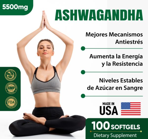 Ashwagandha Ultra Strength (5500 mg) x 100 Softgels - Imagen 3